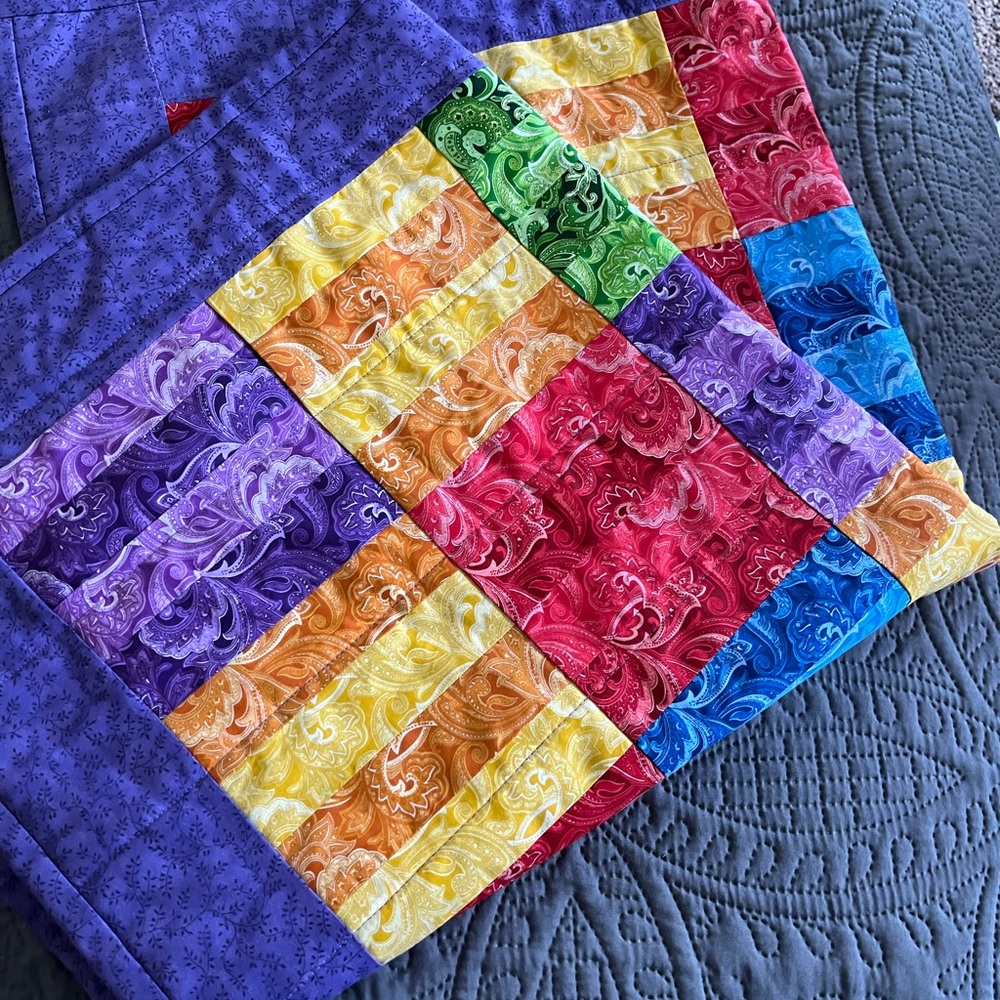 Hand Crafted Multicolor Patchwork Throw Quilt